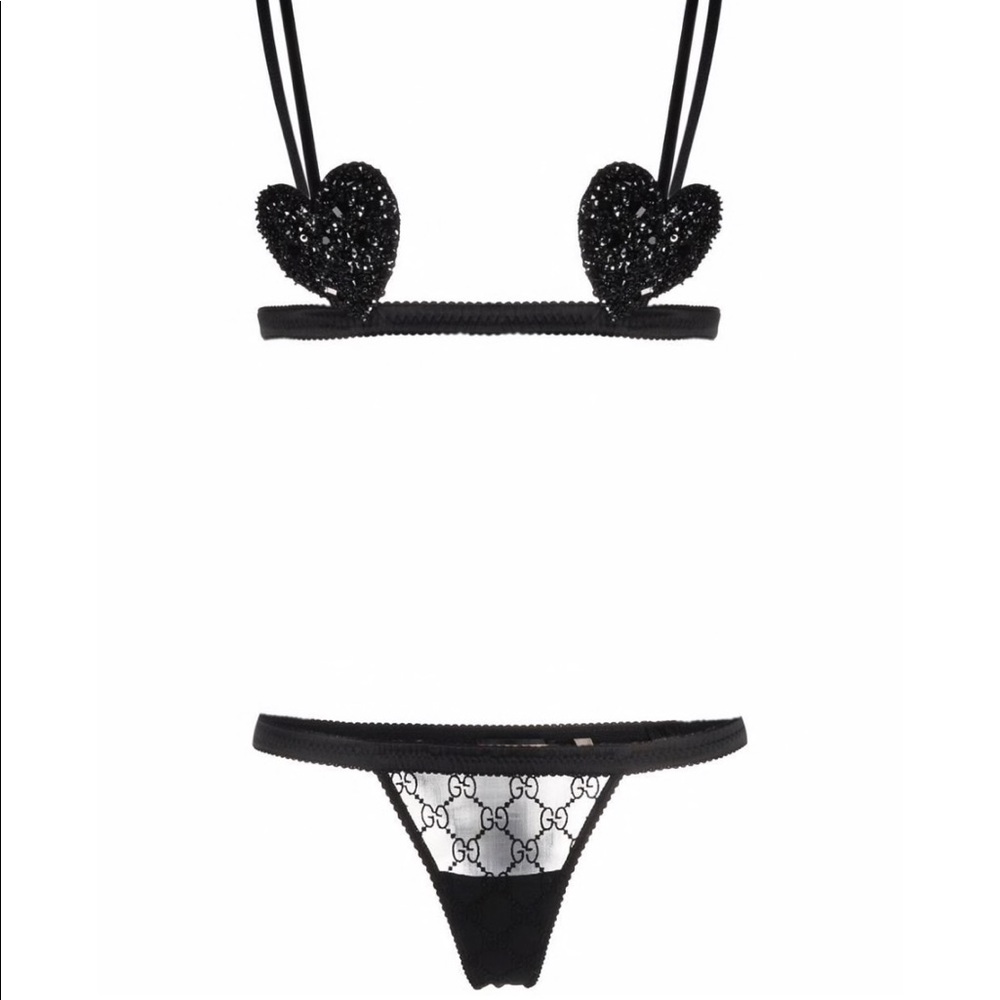 Gucci Sequined Heart GG lingerie set